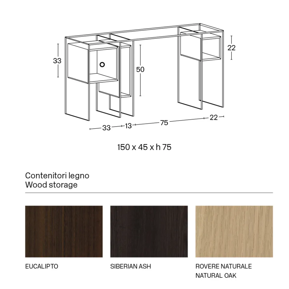 Birou consolă din sticlă extraclară și lemn Made in Italy - Damiano Viadurini