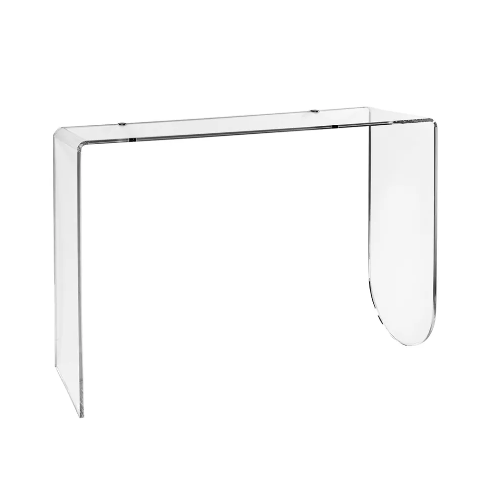 Masă consolă Alarico din plexiglas transparent cu design modern, fabricată în Italia Viadurini