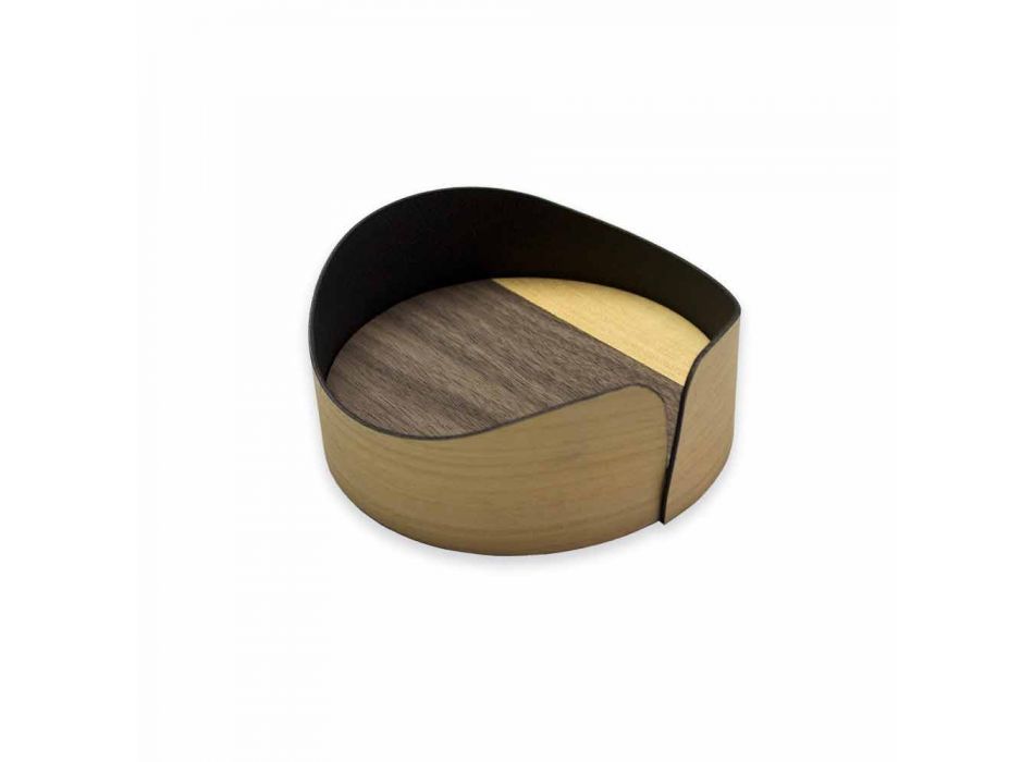 Cutie circulară modernă din lemn real fabricat în Italia - Stan Viadurini