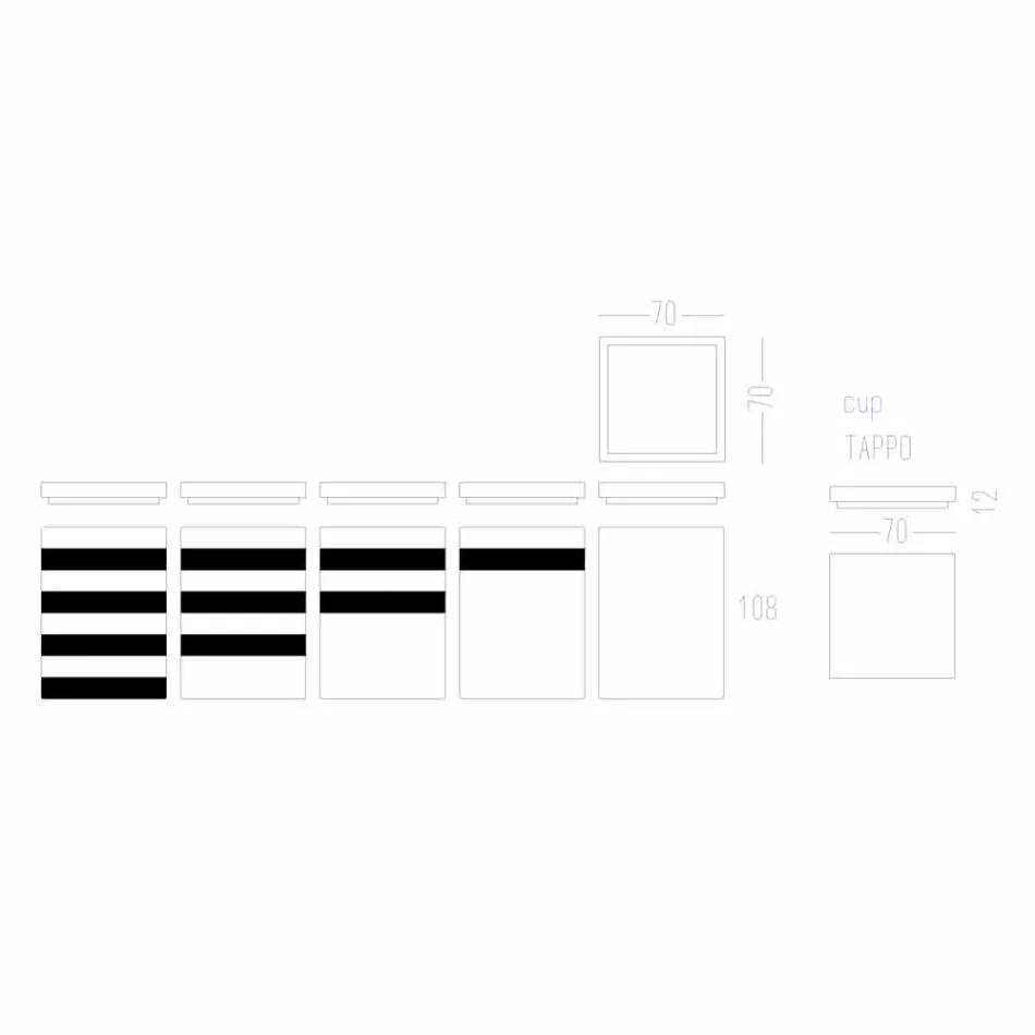 Recipient pentru condimente cu capac în corian alb și negru 5 finisaje - condimentat Viadurini