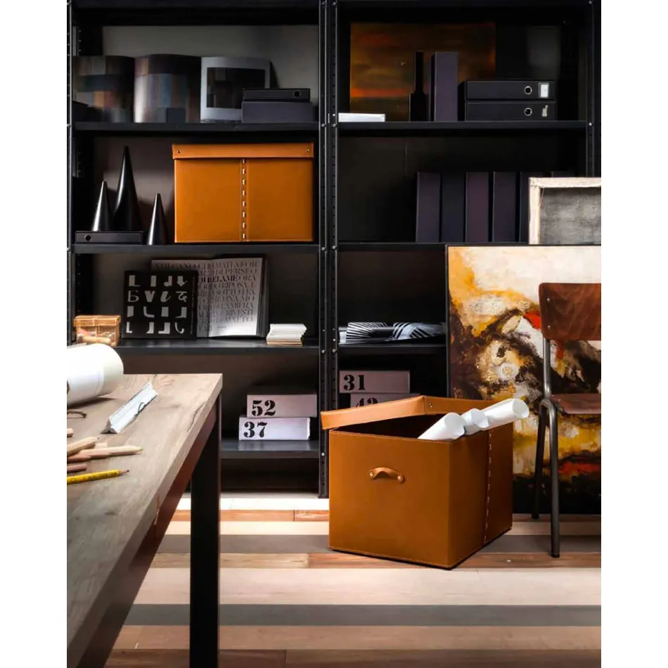 Cutie modernă de depozitare din piele regenerată Fabricată în Italia - Gabry Viadurini