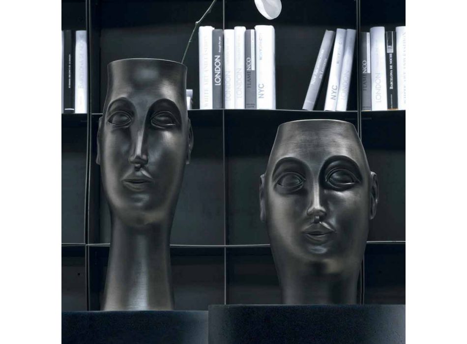 Pereche de ornamente din ceramică în formă de față, fabricate în Italia - Visage Viadurini