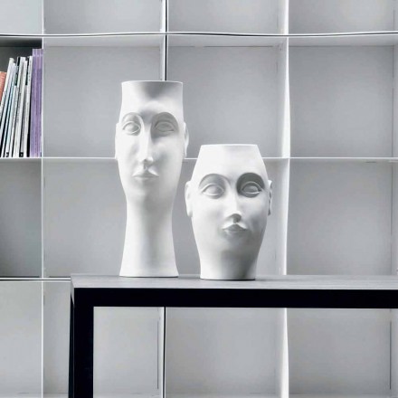 Pereche de ornamente din ceramică în formă de față, fabricate în Italia - Visage Viadurini