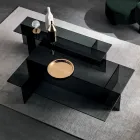 Pereche de Mesute Cafea Moderne din Sticla Afumata Made in Italy - Sestola Viadurini