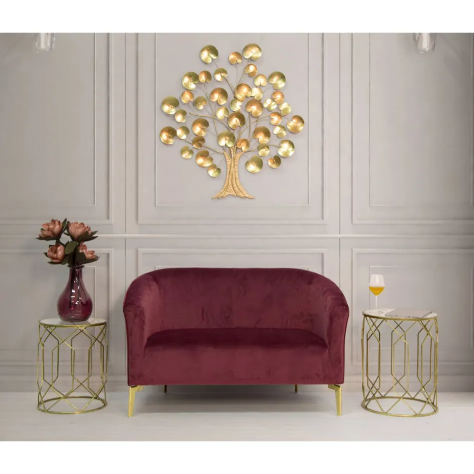 Pereche de mese de cafea din fier de aur cu blat rotund din sticlă - Etro Viadurini