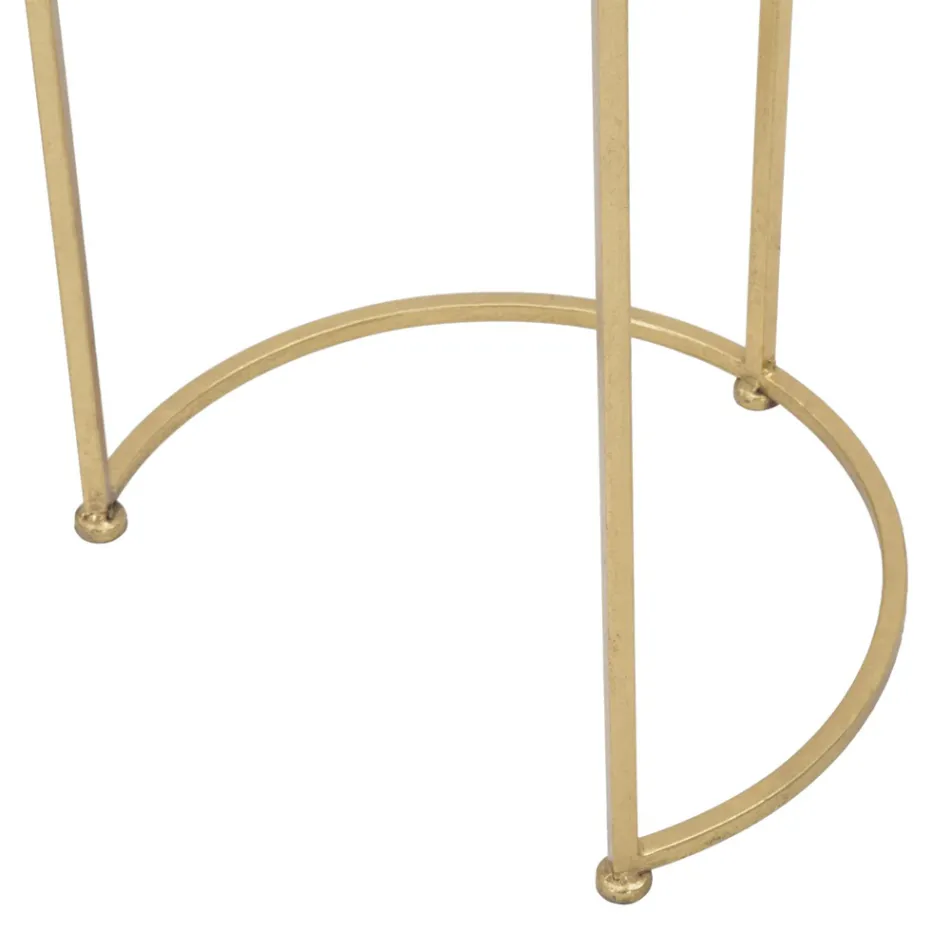 Pereche de Mese de cafea rotunde în sticlă și fier de aur - Avola Viadurini