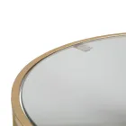 Pereche de Mese de cafea rotunde în sticlă și fier de aur - Avola Viadurini