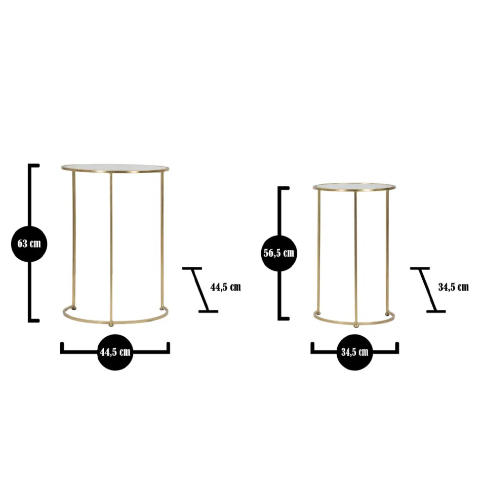 Pereche de Mese de cafea rotunde în sticlă și fier de aur - Avola Viadurini