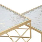 Pereche de Mese Telefon Patrate din Fier Auriu si Blat din Sticla - Pope Viadurini