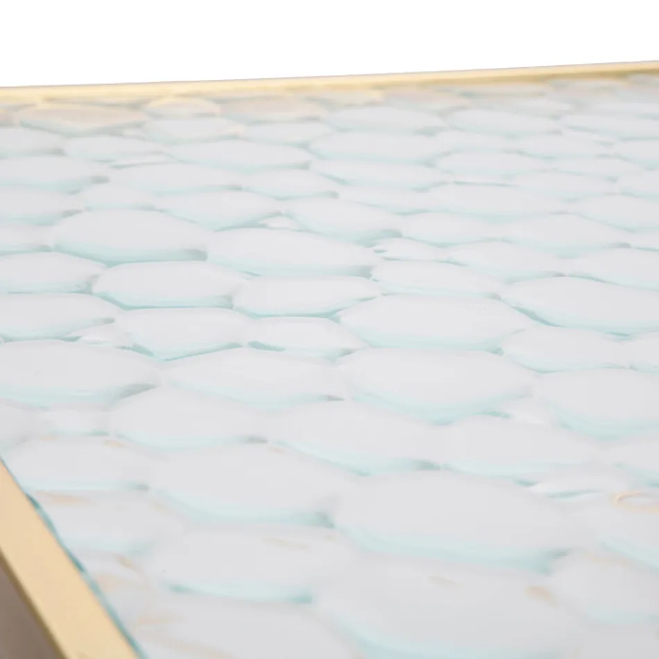 Pereche de Mese Telefon Patrate din Fier Auriu si Blat din Sticla - Pope Viadurini