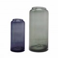Pereche de vaze decorative în sticlă albastră și fumurie colorată, design modern - Adriano