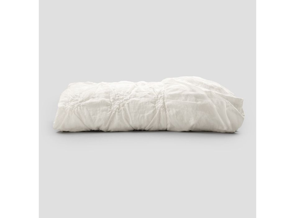 Cuvertură de pat dublă din in și bumbac cu broderie elegantă de lux - Patrizio Viadurini