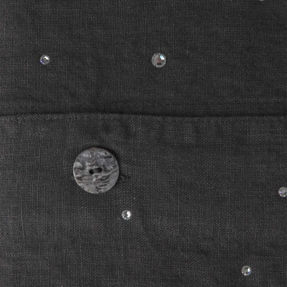 Husă pilota de in negru cu cristale pentru pat dublu de lux - Damante Viadurini