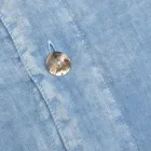 Husă de pilota dublă din in albastru deschis cu nasturi și clapă - Ljuba Viadurini