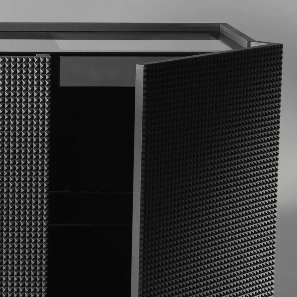 Comoda cu două uși negre cu 2 usi si sertar smulgere Flora Viadurini