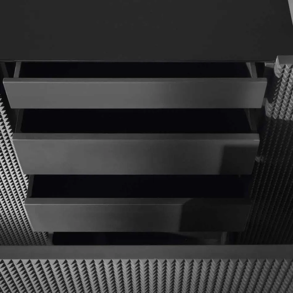 Comoda cu două uși negre cu 2 usi si sertar smulgere Flora Viadurini