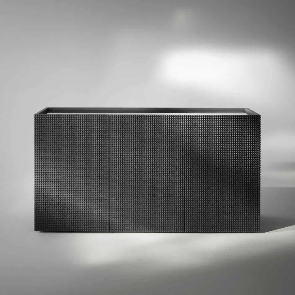 Comoda cu două uși negre cu 2 usi si sertar smulgere Flora Viadurini