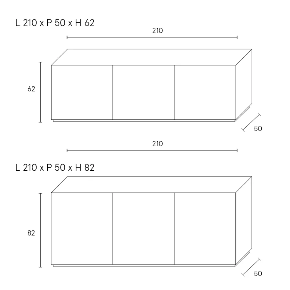 Bufet cu 3 uși și 3 rafturi interioare din lemn și MDF - Pesci Viadurini