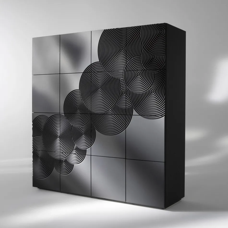 Bufetă cu 8 uși cu design modern Ardesia, alb, negru sau auriu Viadurini