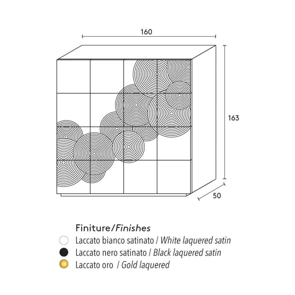 Bufetă cu 8 uși cu design modern Ardesia, alb, negru sau auriu Viadurini
