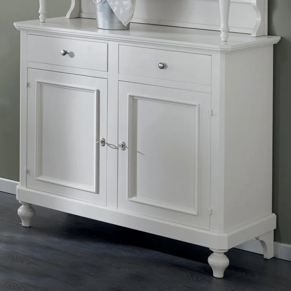 Bufetă înaltă cu Vitrină de Sufragerie din Lemn Made in Italy - Bran Viadurini