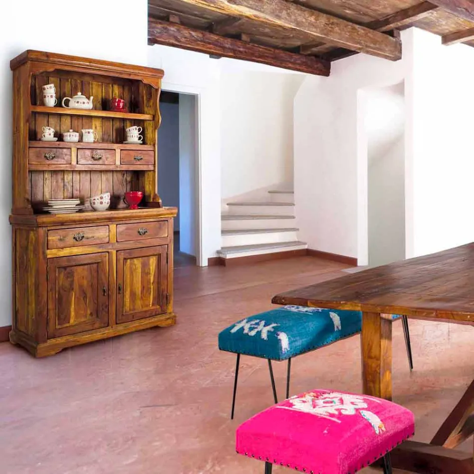 Buffet în stil clasic înalt cu structură din lemn de salcâm masiv - Umami Viadurini