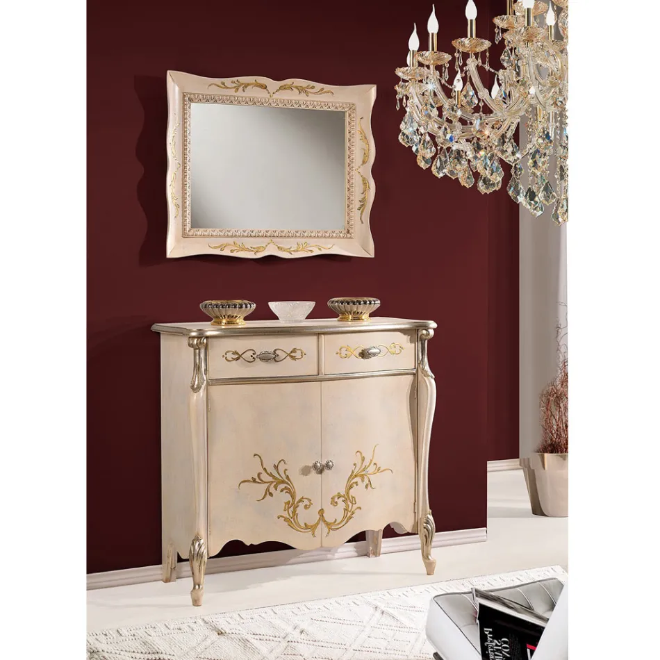 Bufetă clasică din lemn pentru living cu incrustații Made in Italy - Ottaviano Viadurini