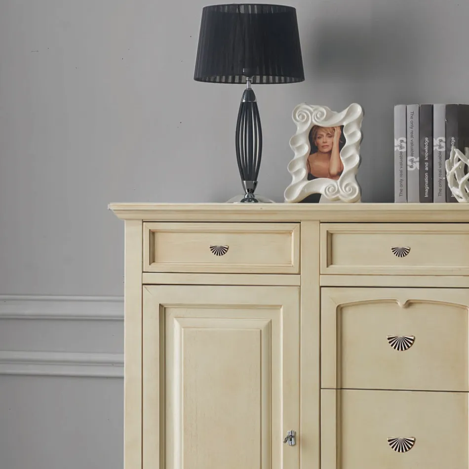 Bufeta clasica din lemn de tanganica cu 6 sertare si 2 usi Made in Italy - Bragi Viadurini