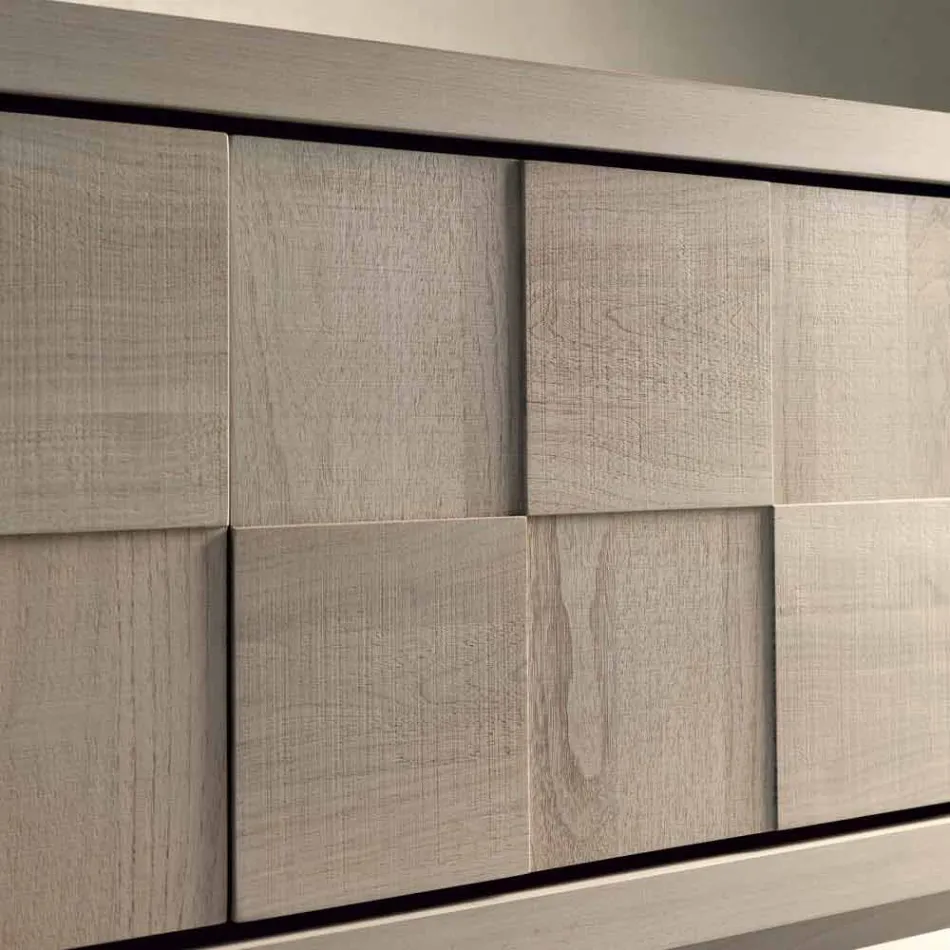 Dulap cu 3 usi cu un design modern masiv de nuc Nensi Viadurini