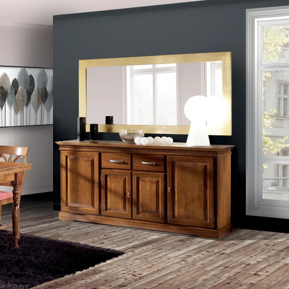 Bufetă cu 4 Uși și 2 Sertare din Lemn de Bassano Made in Italy - Tanit Viadurini