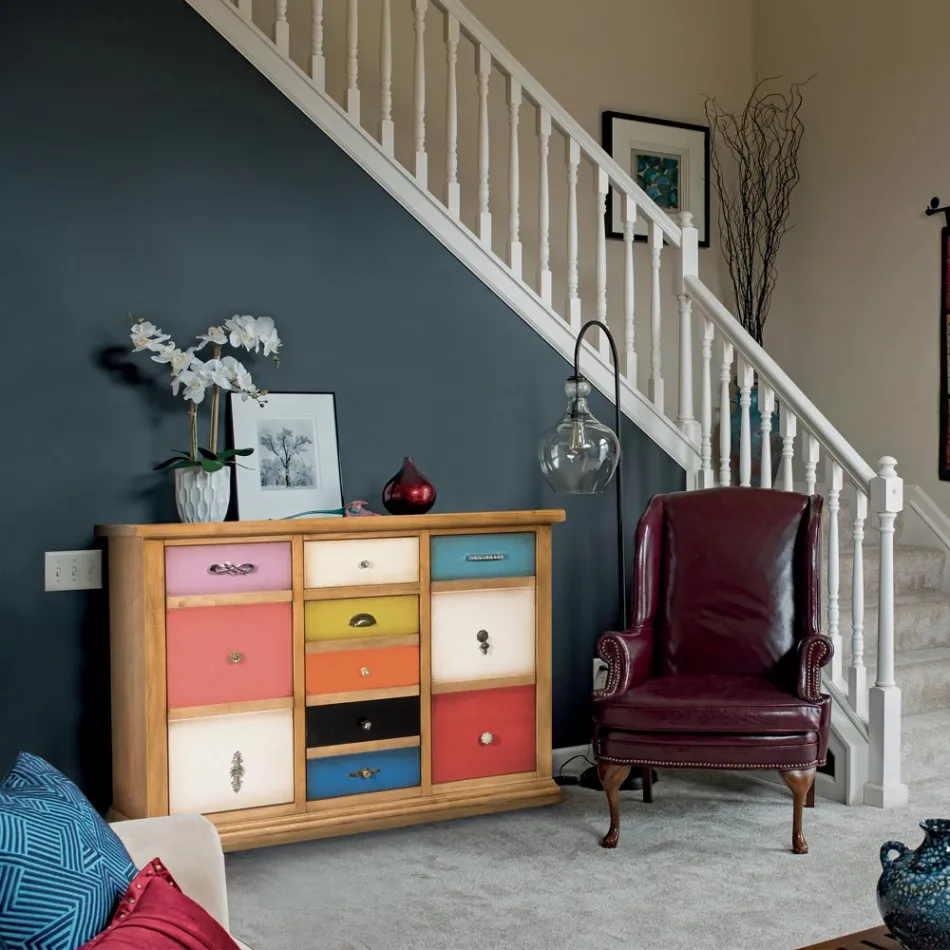 Bufetă cu toate sertarele colorate și diferite mânere Made in Italy - Shiva Viadurini