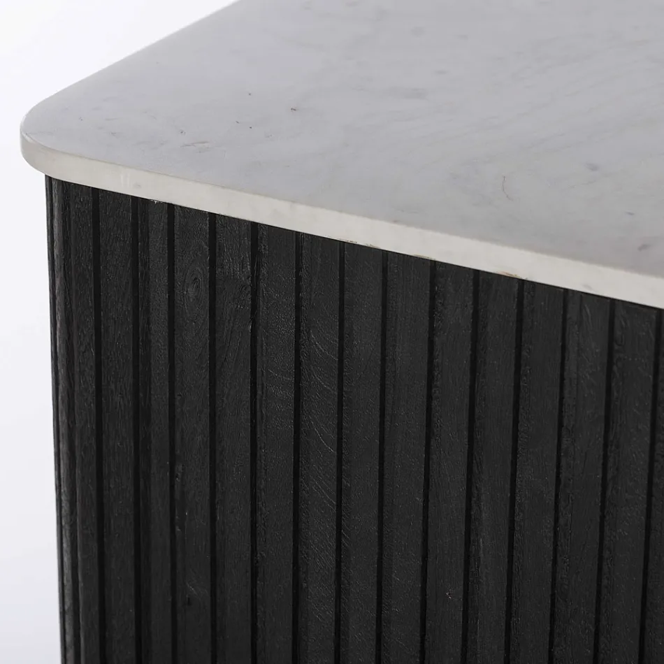 Sideboard cu blat din marmură și structură din lemn de mango - Fisherman Viadurini