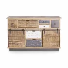 Buffet cu structură din lemn de mango și oțel în stil industrial - Vidia Viadurini