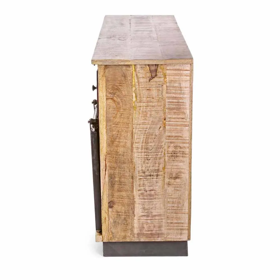 Buffet cu structură din lemn de mango și oțel în stil industrial - Vidia Viadurini