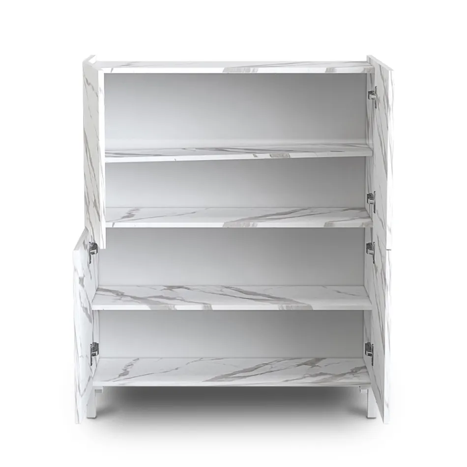 Bufetă pentru sufragerie acoperită cu finisaj marmură melaminată Fabricat în Italia - zinc Viadurini