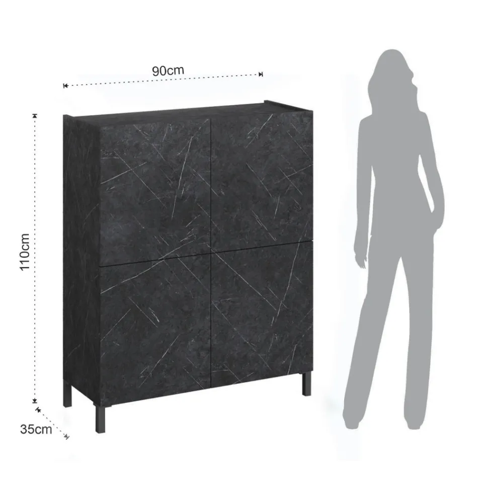 Bufetă pentru sufragerie acoperită cu finisaj marmură melaminată Fabricat în Italia - Zinc Viadurini