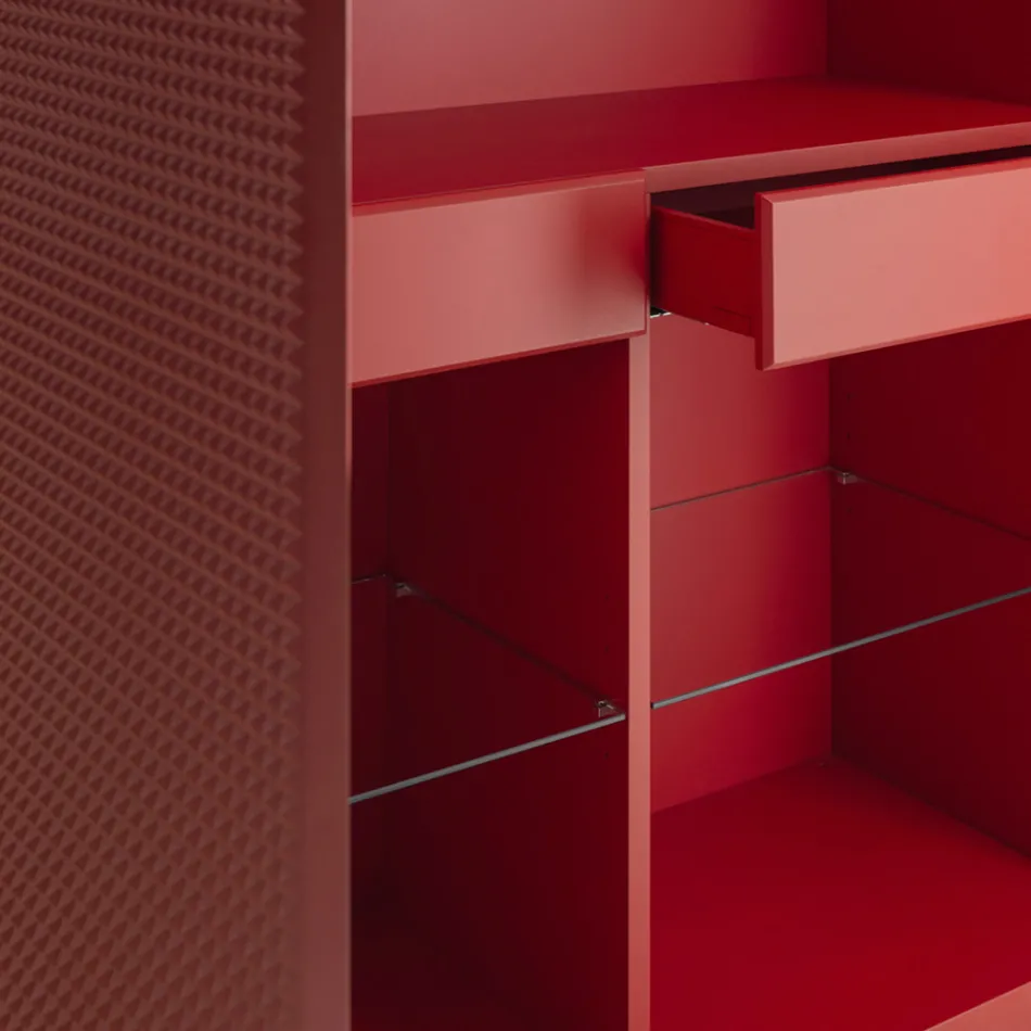 Bufet de living cu 2 uși, finisaj diamantat, fabricat în Italia - Sagittario Viadurini