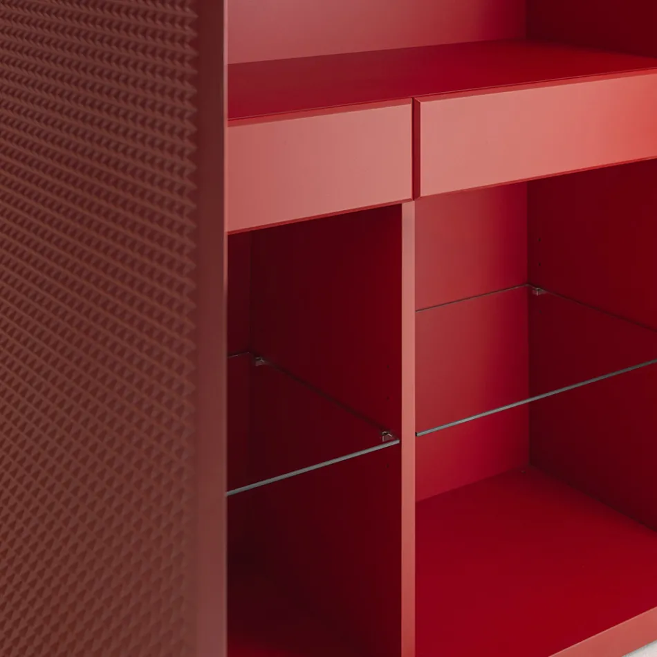 Bufet de living cu 2 uși, finisaj diamantat, fabricat în Italia - Sagittario Viadurini