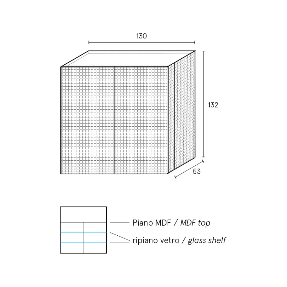 Bufet de living cu 2 uși, finisaj diamantat, fabricat în Italia - Sagittario Viadurini