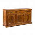 Buffet cu design clasic, finisaj rustic din lemn de salcâm masiv - Malaya