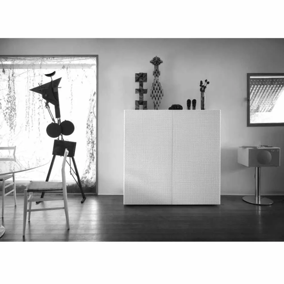 sideboard Design cu 2 usi model alb, negru sau auriu Flora Viadurini