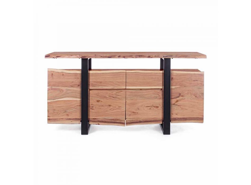 Buffet de design din lemn de salcâm și oțel vopsit Homemotion - Lanza Viadurini