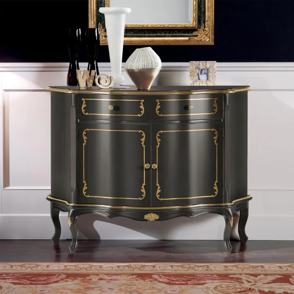 Bufetă de lux cu 2 uși și 1 sertar din lemn Made in Italy - Leonor Viadurini