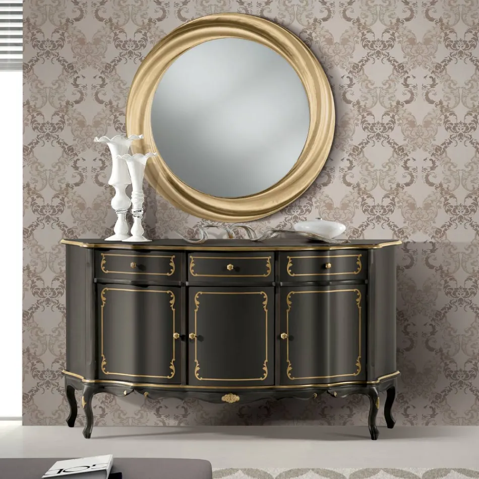 Bufetă de lux cu 3 uși și 3 sertare din lemn Made in Italy - Leonor Viadurini