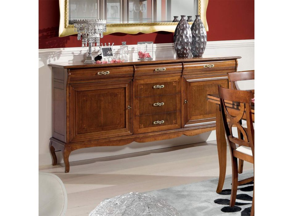 Bufetă de lux pentru sufragerie din lemn clasic Made in Italy - Helisa Viadurini
