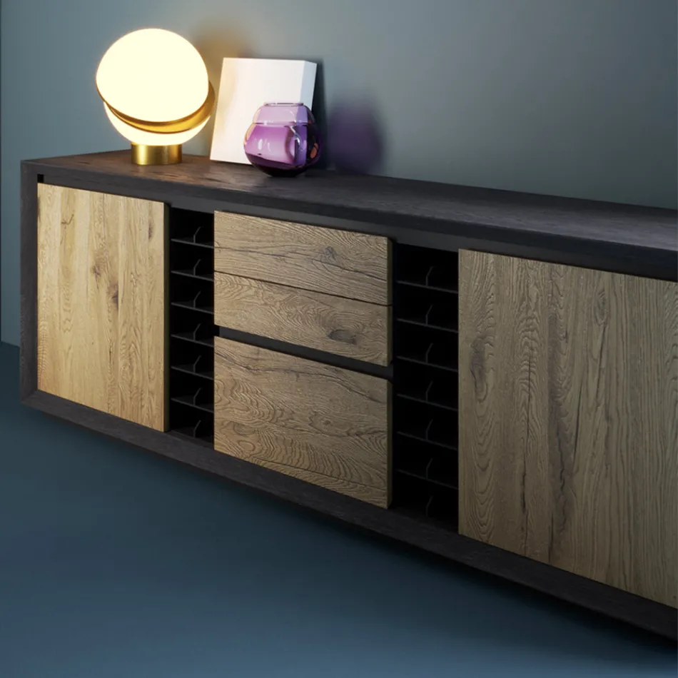 Bufetă furniruită pe PAL de plop Made in Italy - Leone Viadurini