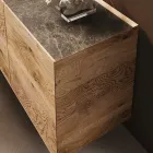 Bufetă din lemn cu 3 uși cu bază din cristal temperat Made in Italy - Soraya Viadurini