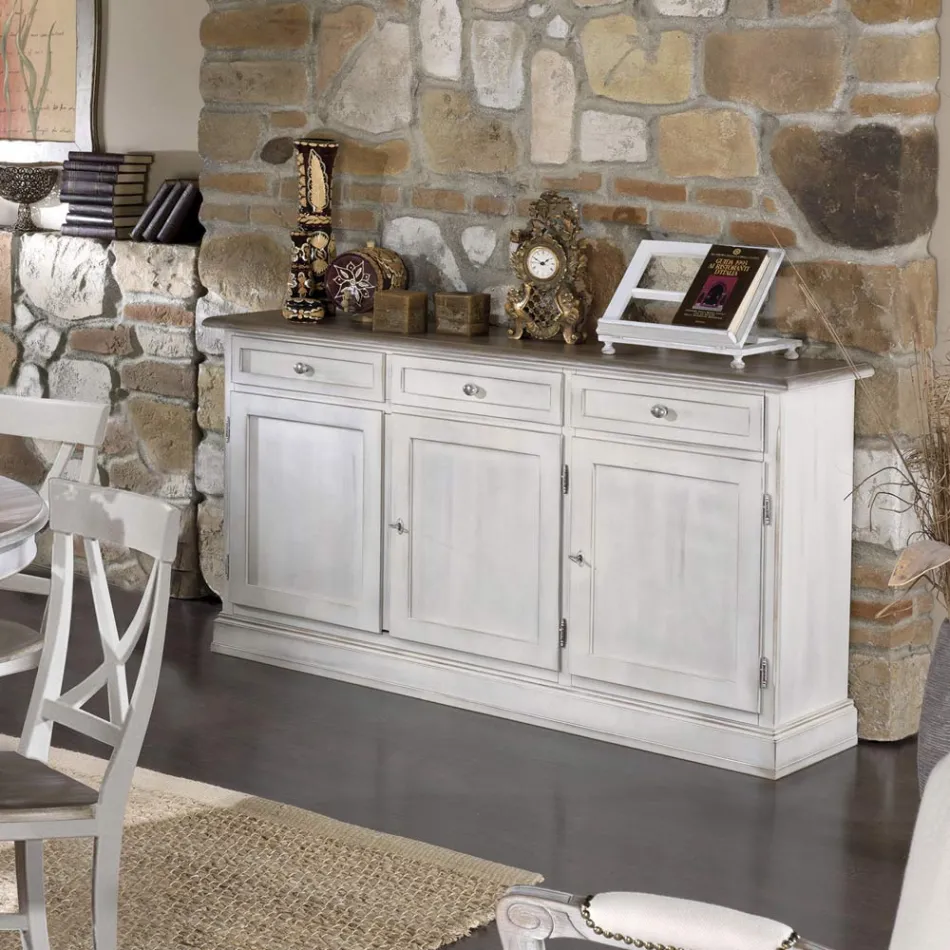 Bufetă din lemn cu 3 sertare și 3 uși Made in Italy - Uller Viadurini