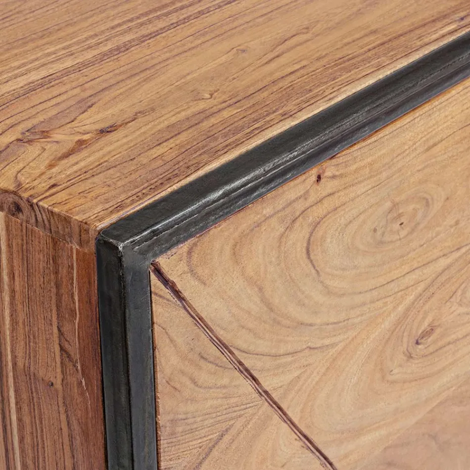 Bufetă din Lemn de Salcâm și Oțel 3 sau 4 Uși Homemotion - Cristoforo Viadurini