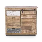 Buffet din lemn și oțel cu ușă și 4 sertare stil industrial - Renza Viadurini